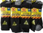 6pairs Mens Long Chunky Thermal Socks Walking Hiking Winter Warm Work Socks UK Shoe Size 6-11 Black