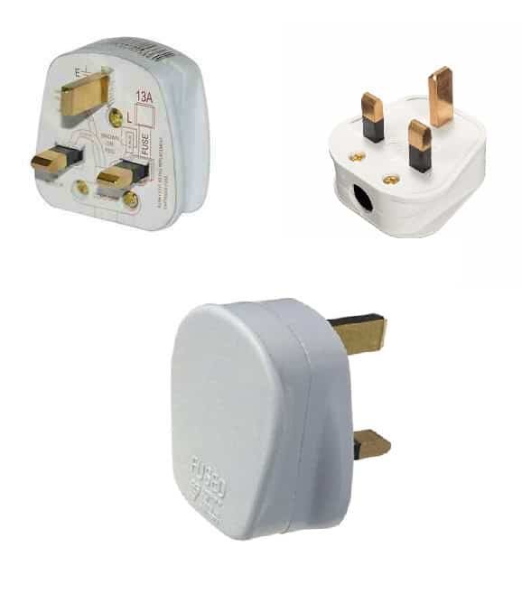 4 Pack UK 3 Pin 13A Fused Mains Plugs - White