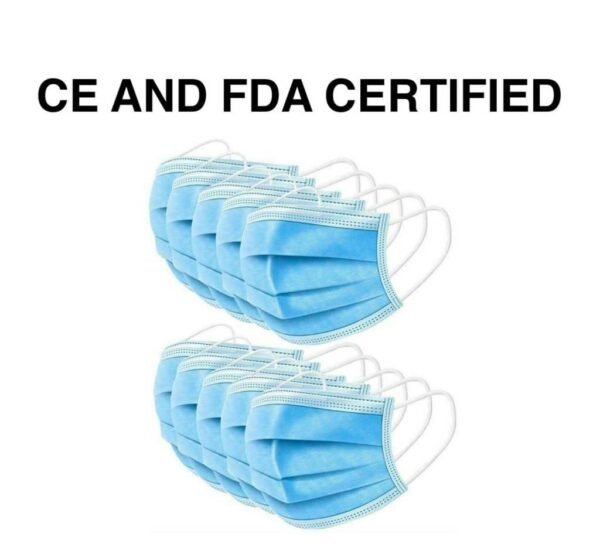3 Ply Disposable Surgical Masks - Fully Certified and High Quality - Pack of 50