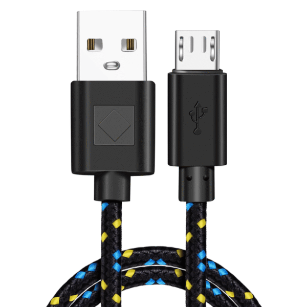 Micro Nylon Braided Cable-Blk/Wh 1M