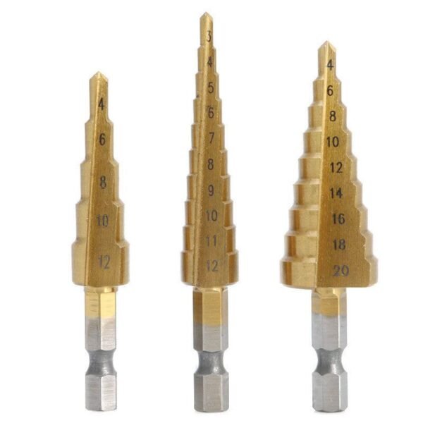 3pcs High Speed Steel Step Drill Set