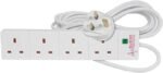 4 Way 2M Surge Protected White