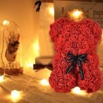 Red Rose Bear - Gifts for Women - Rose Flower Bear Hand Made Rose Teddy Bear
