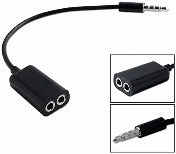 Dual Headphone Splitter, 3.5mm AUX Audio Stereo Adapter Earphone Jack, Compatible with iPhone Samsung Smartphones MP3 Players Laptops PC Gaming Headphones