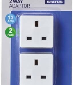 Status 2-Way Non-Fused Adaptor - White (Pack of 2)