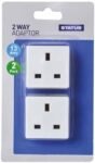 Status 2-Way Non-Fused Adaptor - White (Pack of 2)