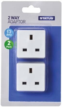 Status 2-Way Non-Fused Adaptor - White (Pack of 2)