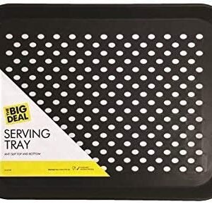 2X 1x Rectangular Non-Slip Serving Tray - Black, Grey or White, Colour at Random - Ideal for Dinner/Drinks)