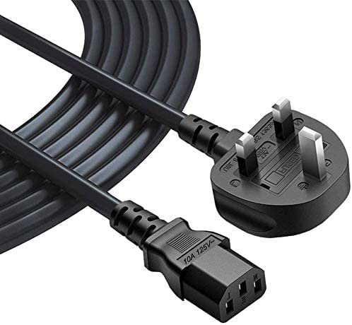 3 Prong Power Cable Cord 2 Meter Long Kettle Lead Compatible With Samsung / Dell / Sony / Panasonic / LG / Toshiba / Acer / Asus / BenQ / LCD Plasma TV and LED Monitor Mains Power Plug
