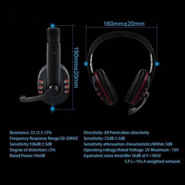 Pro Gaming Headset Headphones Overear Earphones Compatible With PS4, PS5, XBox One, Xbox One S/X, Nintendo Switch / PSP - Red/Black
