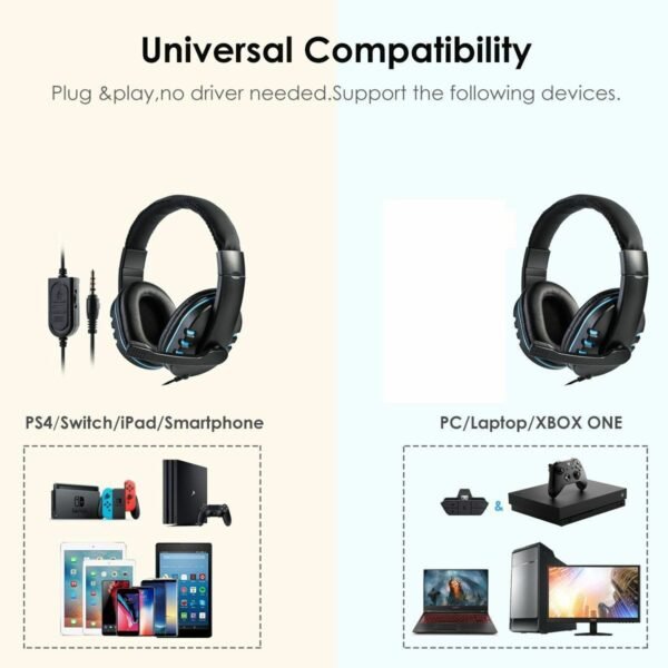 Pro Gaming Headset Headphones Overear Earphones Compatible With PS4, PS5, XBox One, Xbox One S/X, Nintendo Switch / PSP - Red/Black