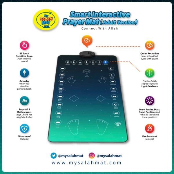 My Salah Mat - Interactive Prayer Mat - Touch Sensitive Prayer Mat For Adults / Reverts
