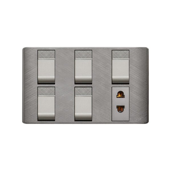 5 Gang Individual switch Grey