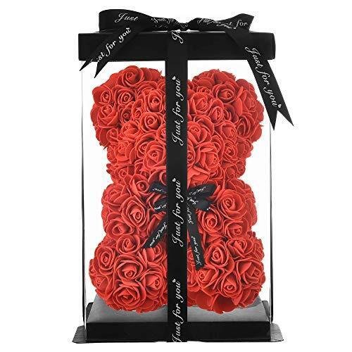 Red Rose Bear - Gifts for Women - Rose Flower Bear Hand Made Rose Teddy Bear