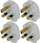 Mr. Gadget's Solutions Transparent UK Fused 13 Amp Mains 3 Pin Household Plugs. Complete with Card Showing Wiring Diagram - Pack of 4