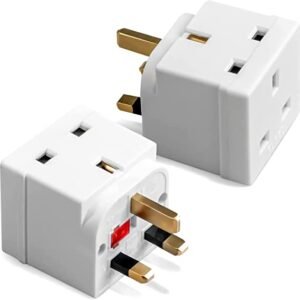 Mr.Gadget's Solutions 2 Way Double Plug Mains Power Adaptor, 13A 250V UK 3 Pin Multi Socket Extension, Extender Block Splitter (PACK OF 2)