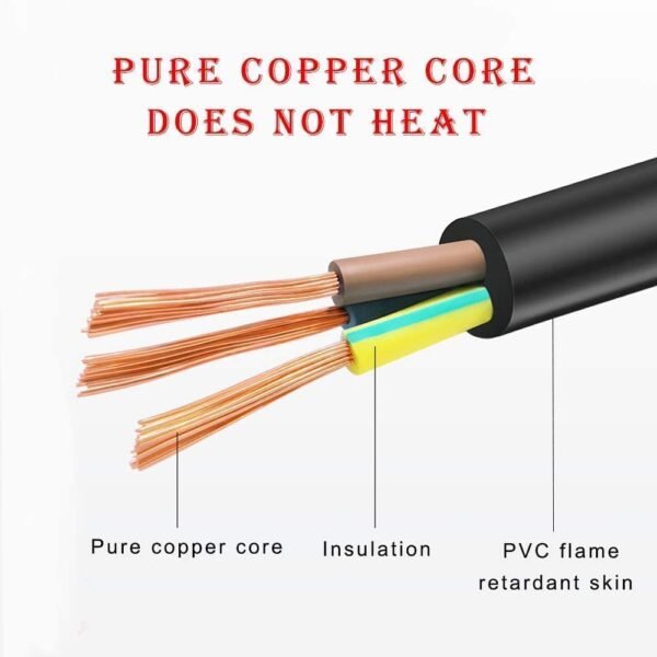 3 Prong Power Cable Cord 2 Meter Long Kettle Lead Compatible With Samsung / Dell / Sony / Panasonic / LG / Toshiba / Acer / Asus / BenQ / LCD Plasma TV and LED Monitor Mains Power Plug