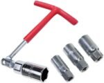 Mr Gadget's Solutions Spark Plug Wrench Set 16mm 18mm & 21mm Tool Wrench Non-Slip Grip T-Handle Flexible Spanner Socket 4PC T BAR Spark Plug Wrench Set Heavy Duty, Black , Red