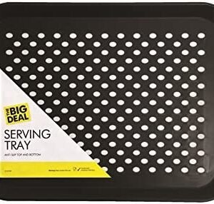 The Big Deal 1x Rectangular Non-Slip Serving Tray - Black, Grey or White, Colour at Random - Ideal for Dinner / Drinks)