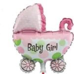 Mr. Gadget Solution® New Pram shaped Christening Foil Balloon of Baby Girl for Baby Shower decor.