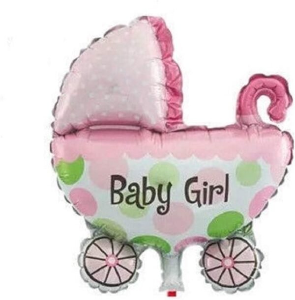 Mr. Gadget Solution® New Pram shaped Christening Foil Balloon of Baby Girl for Baby Shower decor.