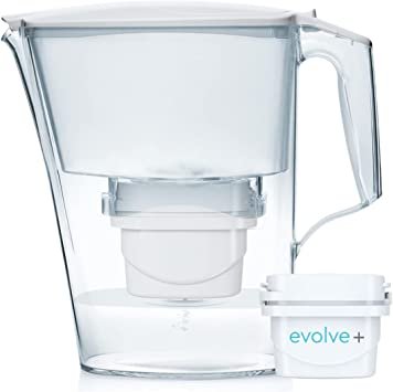 Aqua Optima PJ0633 Fridge Water Filter Jug for Reduction of microplastics, Chlorine, limescale and impurities, White, 2.5 L
