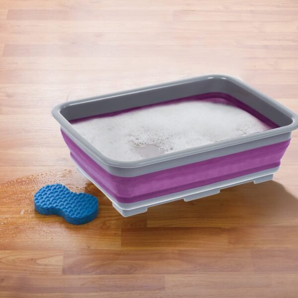 Mr.Gadget's Solutions Collapsible Washing Up Bowl - Portable 10 Litre Water Storage Basin Ideal for Camping, Caravans, Outdoor Activities, Kitchen and More - Purple