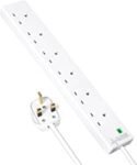 6 Gang 5M Surge Protected white