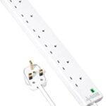 6 Gang 5M Surge Protected white