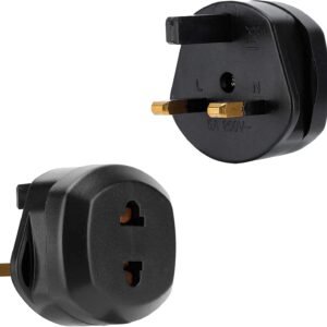 Mr.Gadget Solutions Black UK 2 Pin To 3 Pin 5A Fuse Adaptor Plug For Shaver/Toothbrush And Other Small Products - PACK OF 2