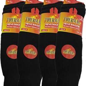 3 Pairs Mens Short Black Thermal Socks 6-11