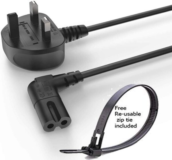 Mr.Gadget's Solutions 5M Power Cable UK 3PIN Plug to Right Angled 90 Degree IEC C7 Figure 8 Cord for Samsung Philips Toshiba LG Sony Sharp Panasonic,...