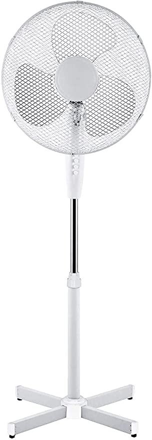 2 X OSCILLATING PEDESTAL AIR COOLING ELECTRIC FAN EXTENDABLE ADJUSTABLE STAND, White