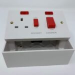 1 Gang 45 Amp Double Cooker Wall Switch Socket Unit with Two Red Neon Power Indicators - White