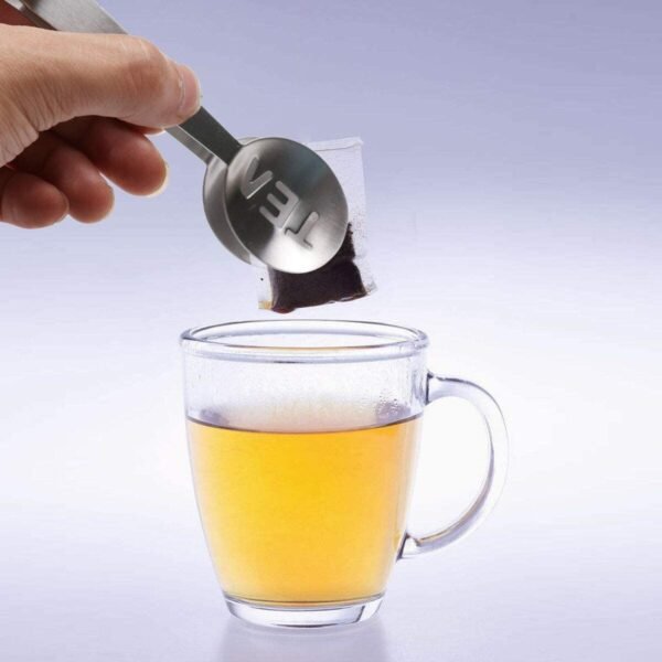 Spoon Shaped Tea Bag Squeezer/Holder Gadget, Round Stainless Steel Teabag Tong Strainer Holder Kitchen Bar