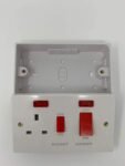 1 Gang 45 Amp Double Cooker Wall Switch Socket Unit with Two Red Neon Power Indicators - White