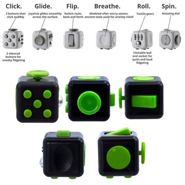Fun Fidget Cubes Adult Anxiety-Black/Green