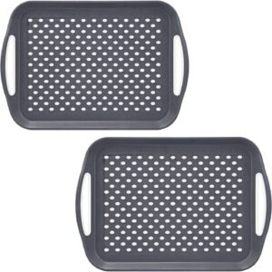 Taylor & Brown 2 x Set of Anti-Slip Rectangular Non-Slip Top and Bottom Plastic Dinner/Drinks Serving Tray with High Grip Rubber Surface, Easy Grip...