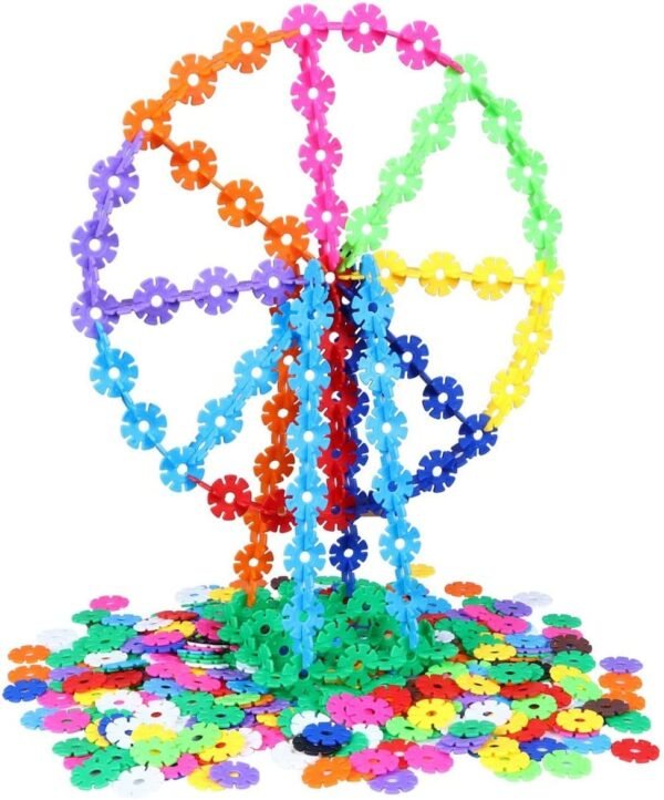Mr. Gadget Solutions 300 Pieces Snow Shaped Discs Puzzle Constructive Discs Connect Interlocking Discs Creative and Educational Building Blocks