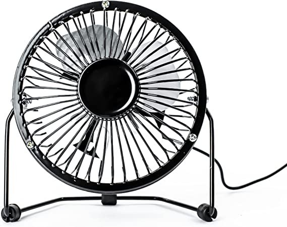Status 4" Mini USB Powered Desk Fan - Black Metal Finish SUSBBLKWFAN1PKB4, 1223011010