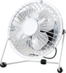 Fine Elements COL1263 4-Inch Desk Fan, USB Desk Fan, Four Aluminium Blades, Sturdy Trapezia Base, Portable 2.5W Table Fan for Home or Office Use, Easy to Use, Ideal Cooling While at Work - White