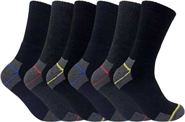6pairs Mens Long Chunky Thermal Socks Walking Hiking Winter Warm Work Socks UK Shoe Size 6-11 Black