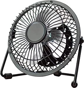 Fine Elements 4" Mini Portable USB Powered Computer, Laptop, PC Cooling Desk Table Fan - BLACK, COL1147