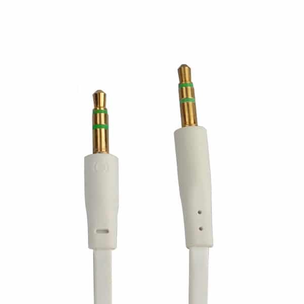 Male to Male Jack Auxiliary Flat Cable-1.5m-white