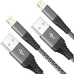 Ankoda 2Pack 2M/6FT Lightning Cable Nylon Braided Durable Fast Charging Cord Data & Sync Compatible With iPhone 12 Pro Max Mini 11 Pro Max XR XS X 8 7 6 Plus 5s 5 SE-Grey