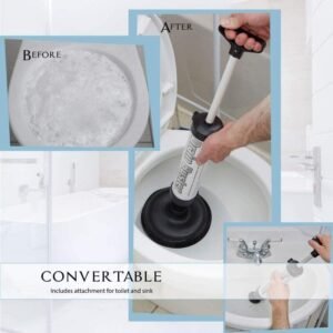Mr. Gadget's Solutions Toilet Sink Shower Cleaner New Pump Air Tool Clog Power Sucker Remover Powerful Drain Buster Plunger