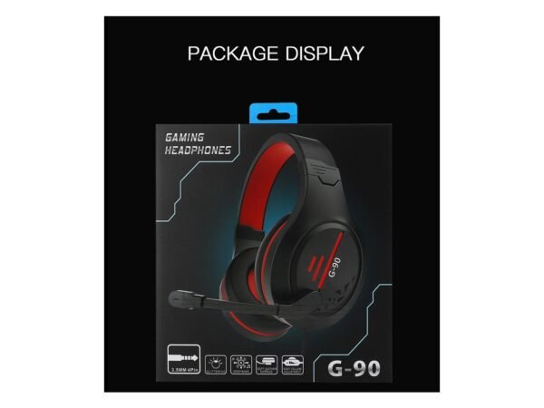 Pro Gaming Headset Headphones G90 Overear Earphones Compatible With PS4, PS5, XBox One, Xbox One S/X, Nintendo Switch / PSP - Red / Black