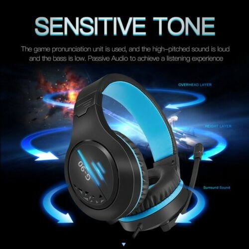 Pro Gaming Headset Headphones G90 Overear Earphones Compatible With PS4, PS5, XBox One, Xbox One S/X, Nintendo Switch / PSP - Blue/Black