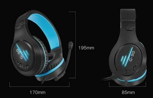 Pro Gaming Headset Headphones G90 Overear Earphones Compatible With PS4, PS5, XBox One, Xbox One S/X, Nintendo Switch / PSP - Blue/Black