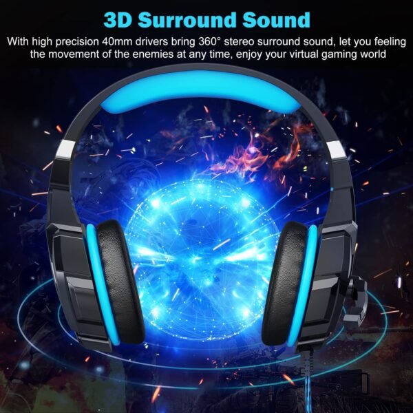 Pro Gaming Headset Headphones G9000 Overear Earphones Compatible With PS4, PS5, XBox One, Xbox One S/X, Nintendo Switch / PSP - Blue/Black